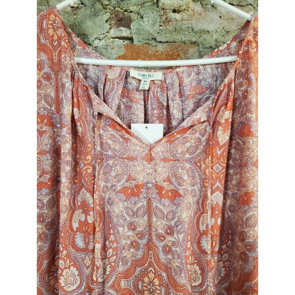 Como Blu Pink Shirt Womens Plus Size 3x Top Light B - Picture 2 of 3